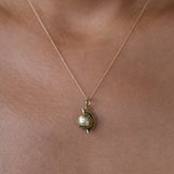 Enamel and 14K Gold Rotating Globe Charm