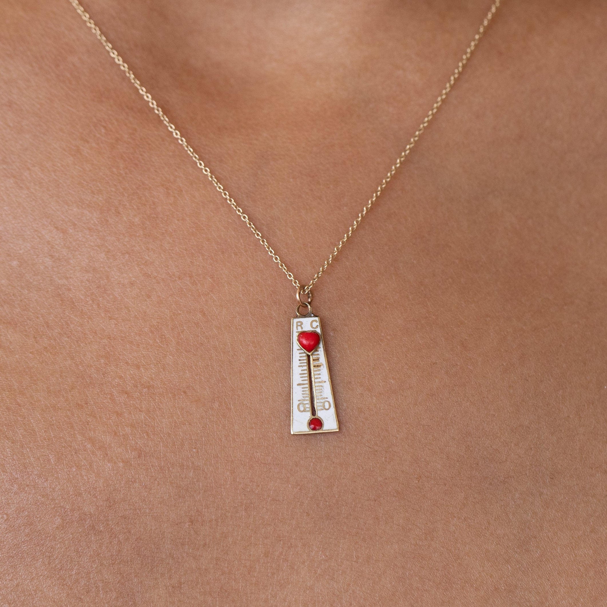 Victorian Thermometer 14k Gold and Enamel Movable Charm