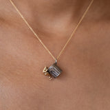 Movable 14K Gold Cat and Silver Trash Can Charm
