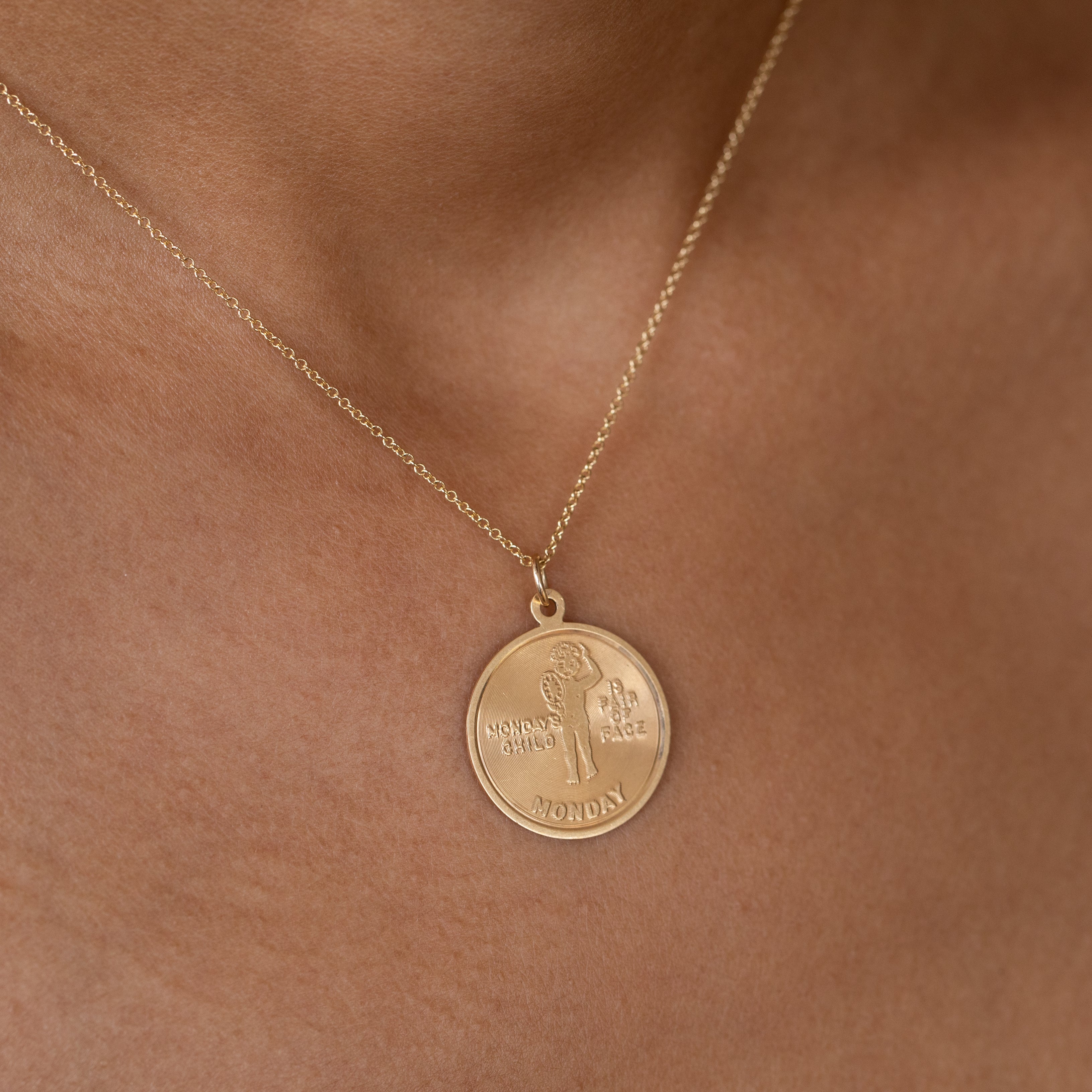 Monday's Child 14K Gold Disc Charm