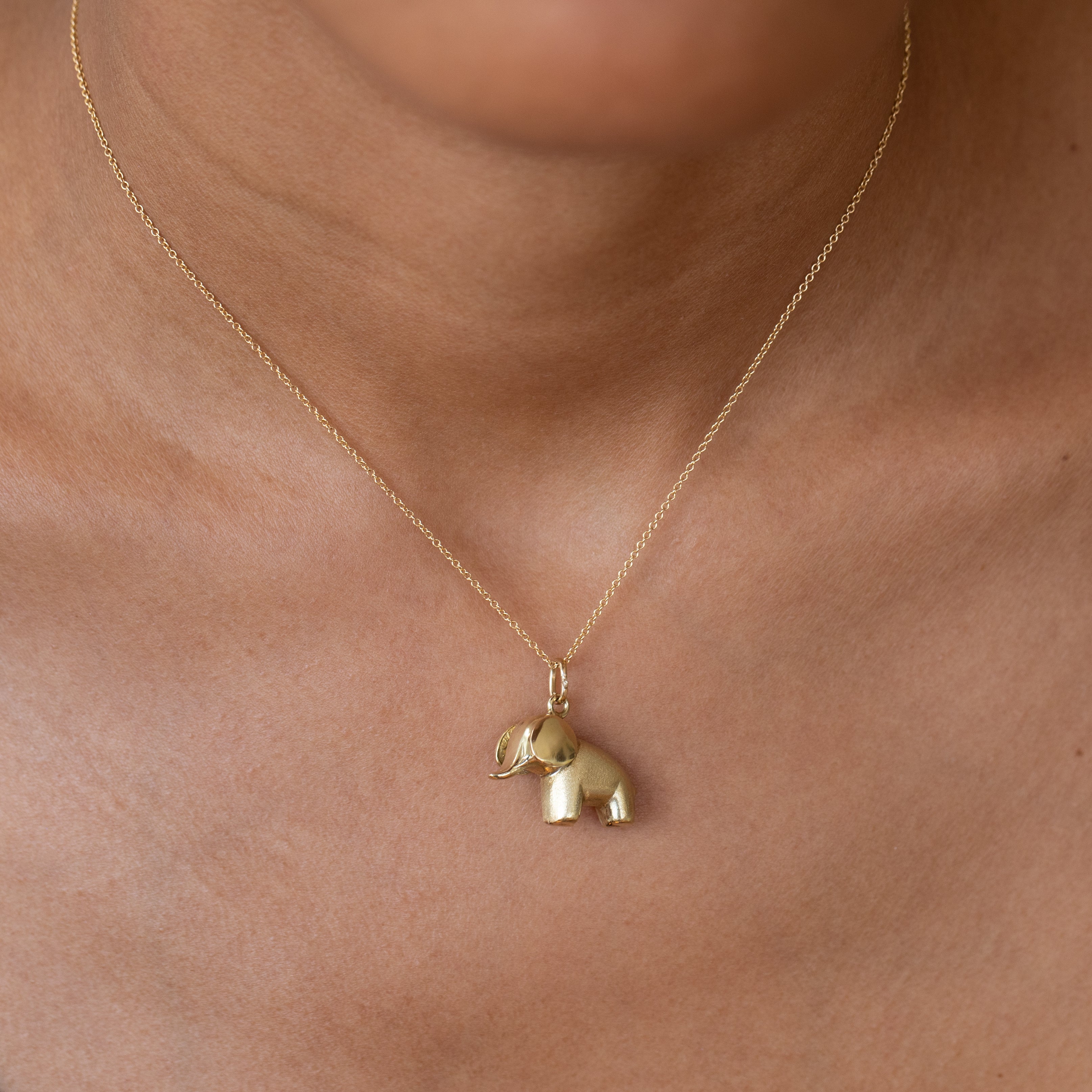 Whimsical Elephant 14k Gold Charm