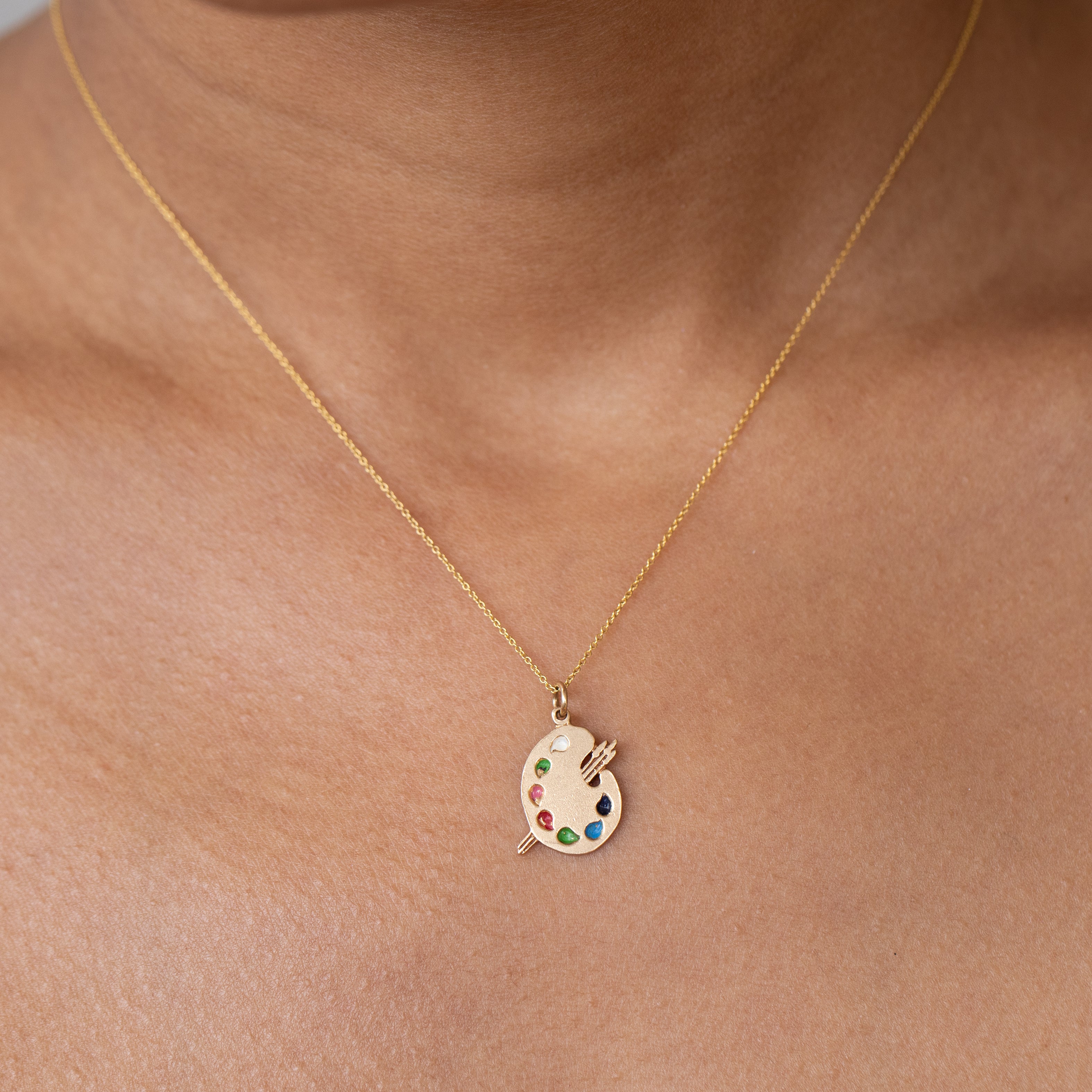 Enamel and 14k Gold Artist Palette Charm