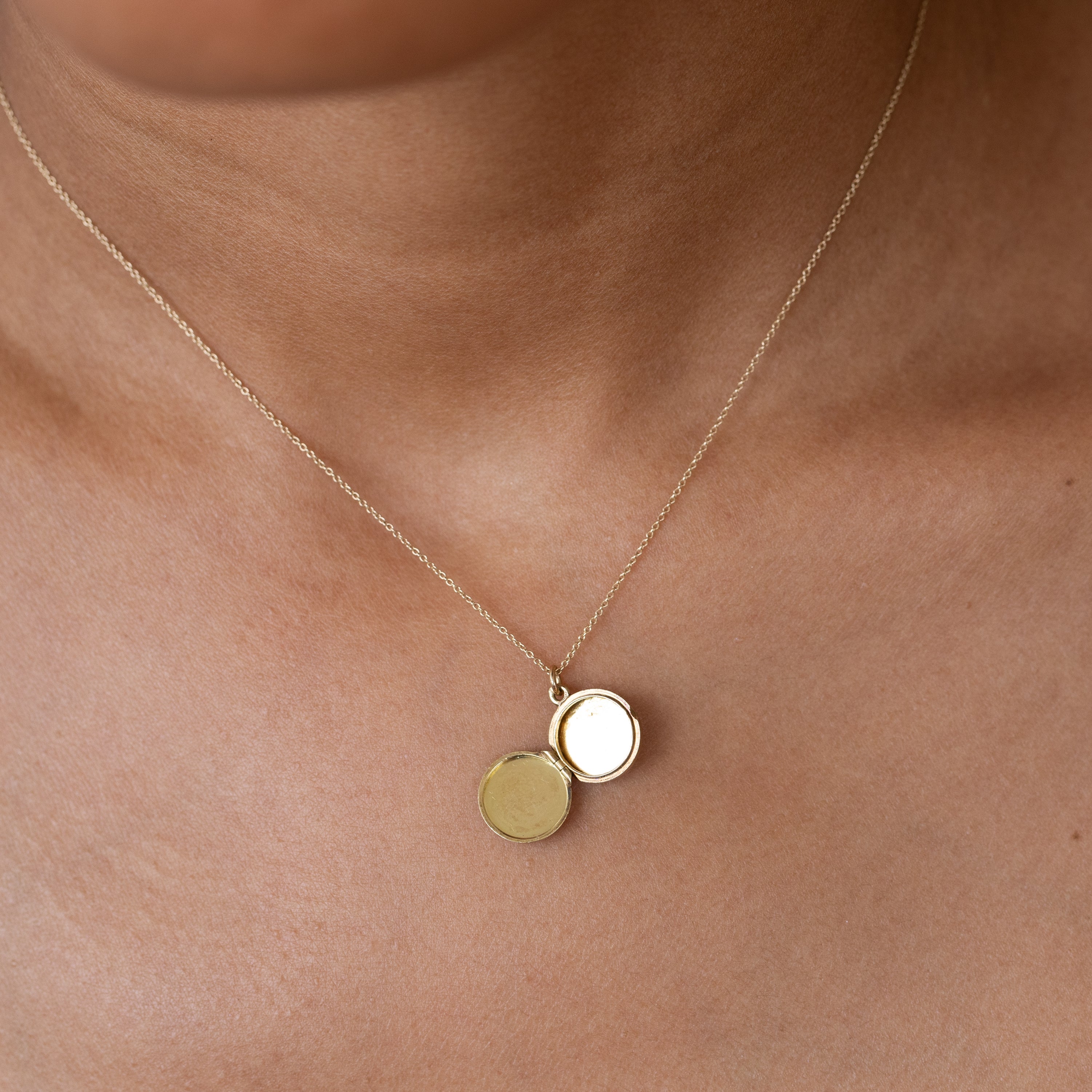 Miniature 14K Gold Compact Locket Charm