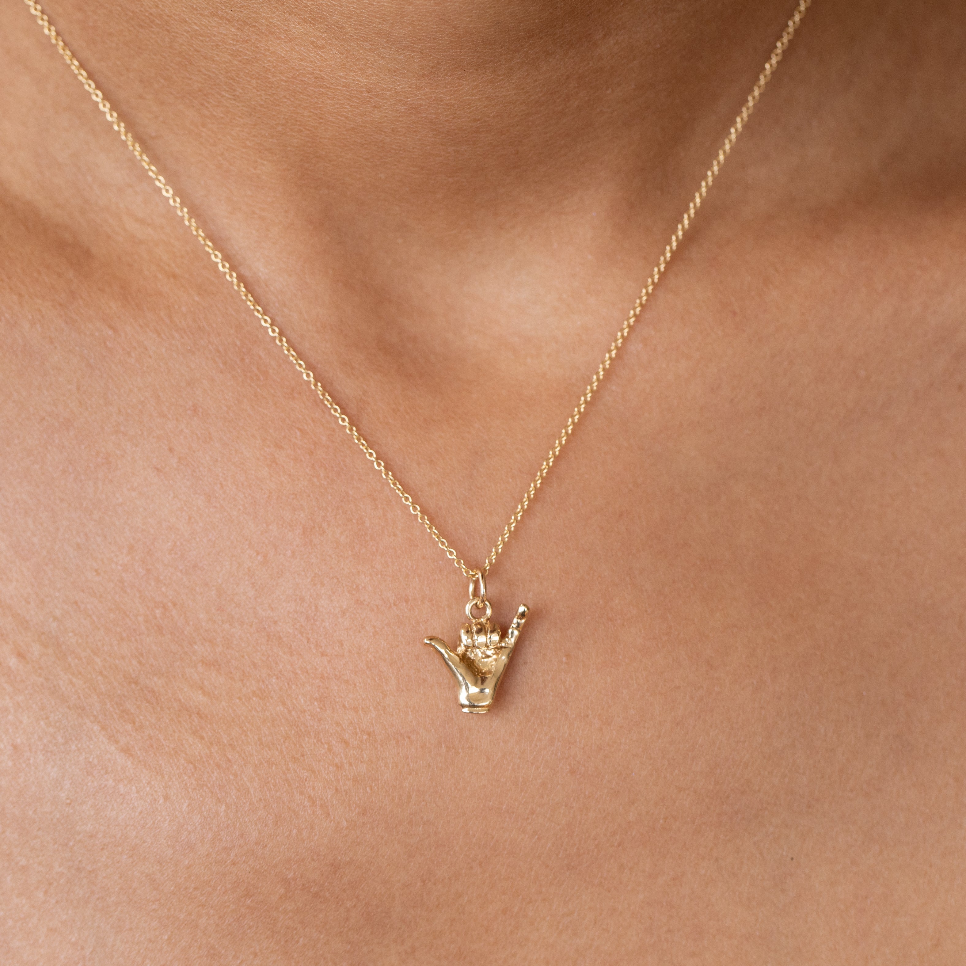 Shaka Hand 14k Gold Charm