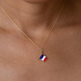 French 18K Gold and Enamel Flag Charm