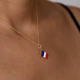 French 18K Gold and Enamel Flag Charm