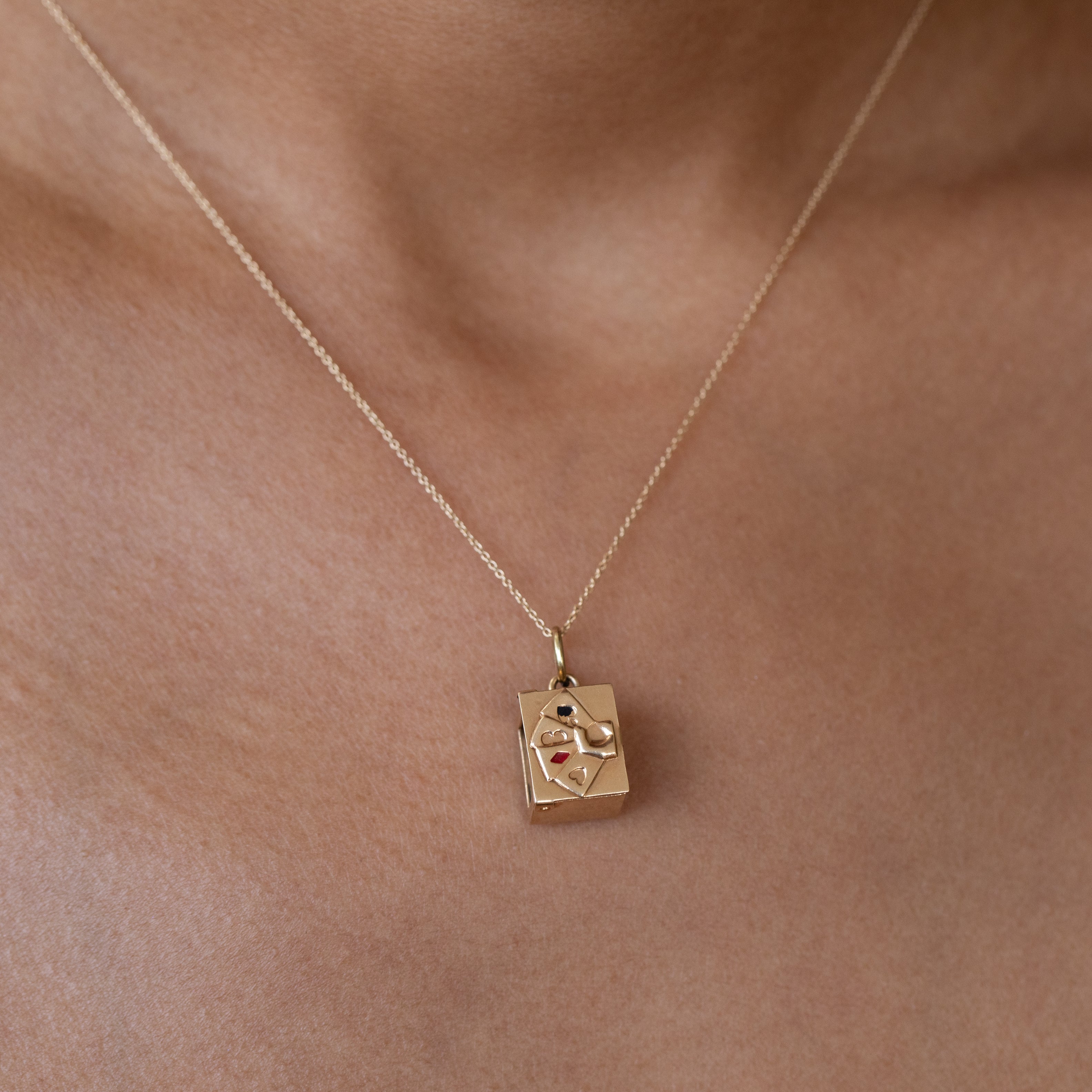 Movable Deck Of Cards 14K Gold And Enamel Charm