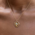 Turquoise and 14K Gold Heart And Leaf Charm