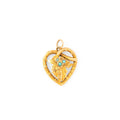 Turquoise and 14K Gold Heart And Leaf Charm