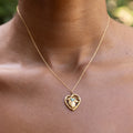 Turquoise and 14K Gold Heart And Leaf Charm