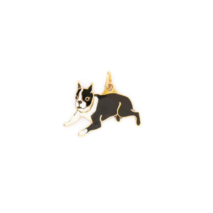 Boston Terrier 14k Gold and Enamel Dog Charm