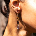 Citrine, Garnet, Amethyst, and 14K Gold Dangle Earrings