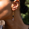 Citrine, Garnet, Amethyst, and 14K Gold Dangle Earrings