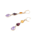 Citrine, Garnet, Amethyst, and 14K Gold Dangle Earrings