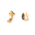 French Onyx and 18K Gold Fleur-De-Lis Earrings