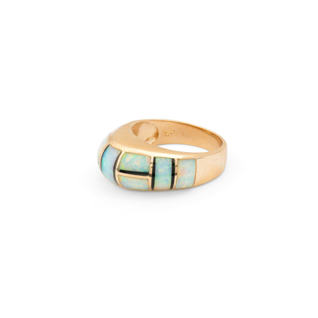 Opal Inlay and 14K Gold Dome Ring