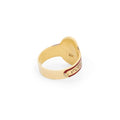 Red Enamel and 10K Gold Cigar Band Ring