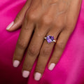 Heart-Shaped Amethyst, Diamond, and 14K Gold Ring