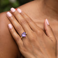 Heart-Shaped Amethyst, Diamond, and 14K Gold Ring