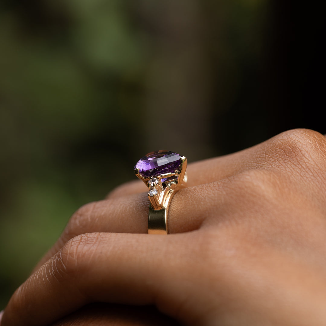Amethyst & Diamonds Engagement ring and Ring Guard Charlotte |  sillyshinydiamonds