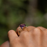 Heart-Shaped Amethyst, Diamond, and 14K Gold Ring