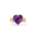 Heart-Shaped Amethyst, Diamond, and 14K Gold Ring