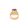 Heart-Shaped Amethyst, Diamond, and 14K Gold Ring