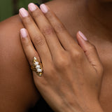 Art Nouveau Baroque Pearl, Diamond, and 14K Gold Ring