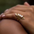Art Nouveau Baroque Pearl, Diamond, and 14K Gold Ring