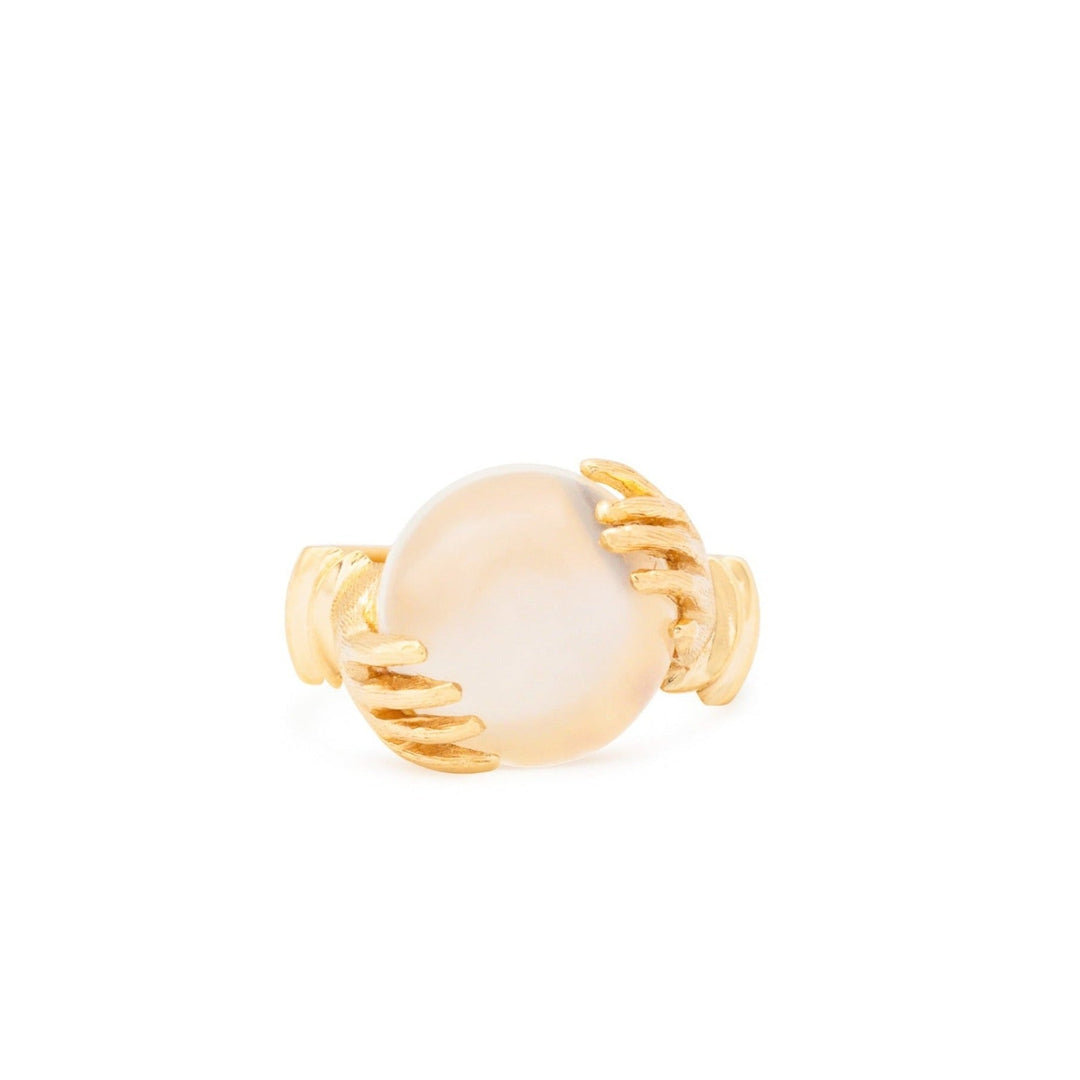 Moonstone and 14K Gold Crystal Ball Ring