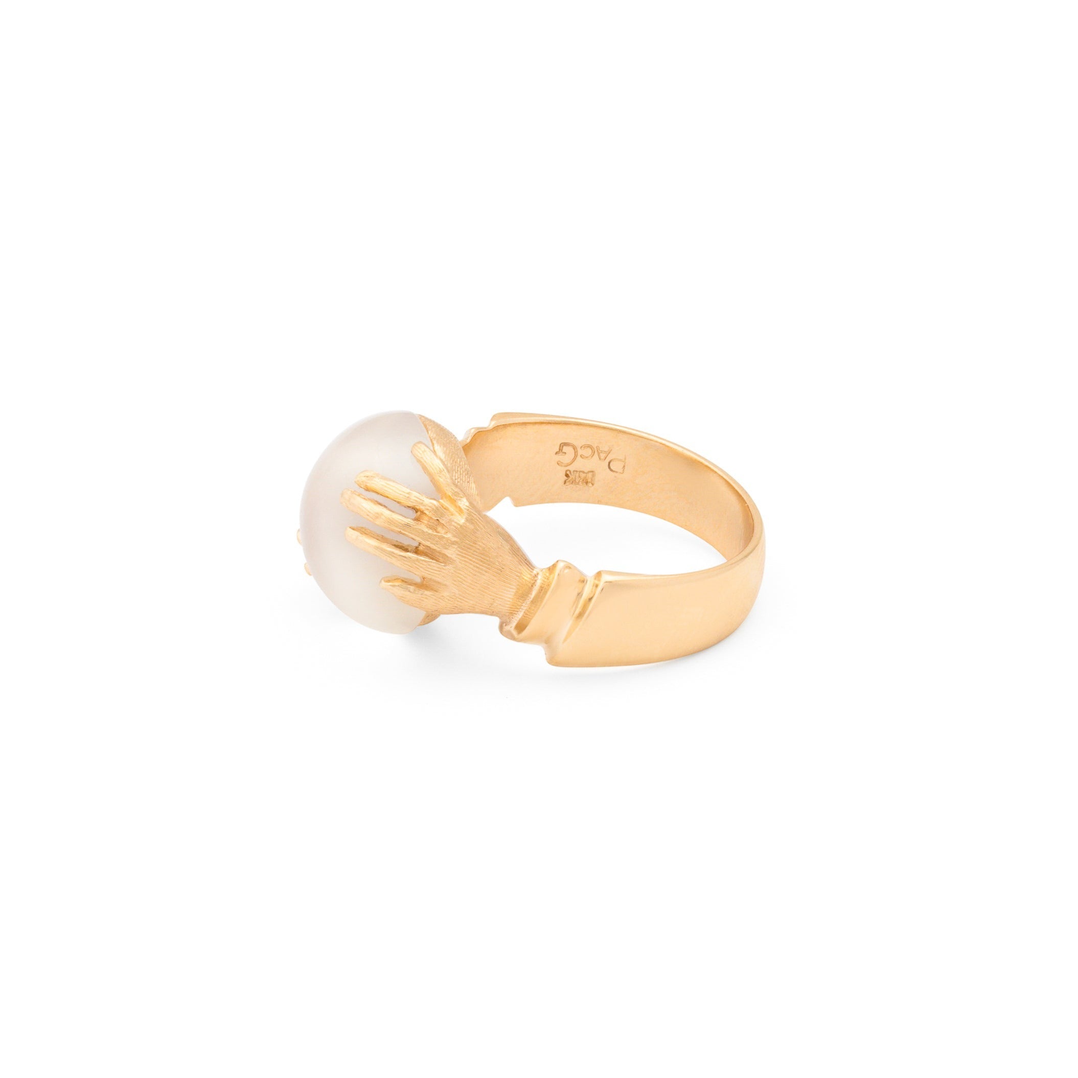 Moonstone and 14K Gold Crystal Ball Ring