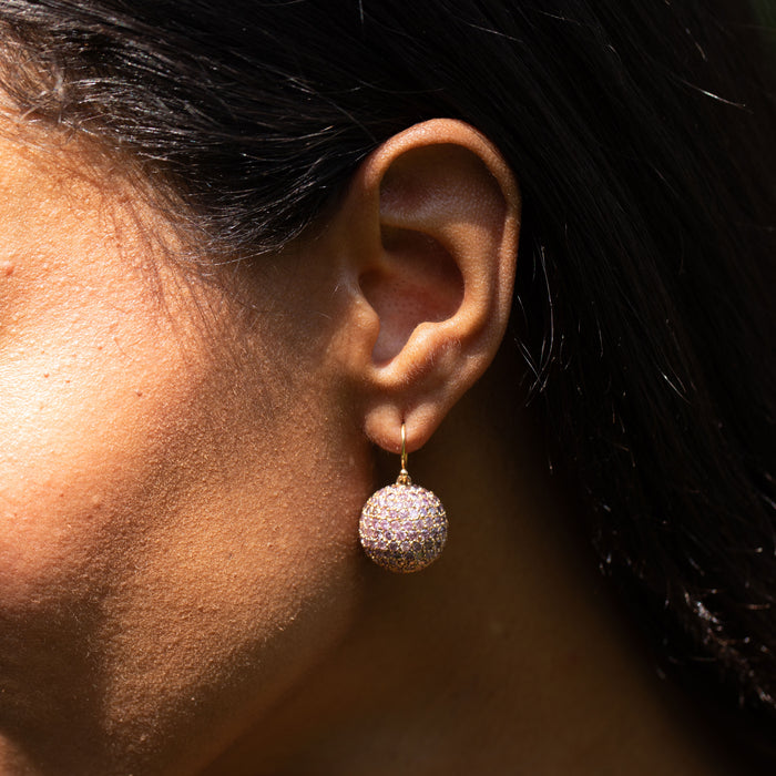 Pink Sapphire and 14K Rose Gold Disco Ball Earrings