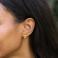 Citrine and 18K Gold Stud Earrings