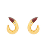 Italian Garnet, Diamond, and 18K Gold Earrings