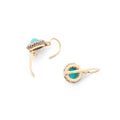 Victorian Turquoise and Diamond Cluster 14K Gold Drop Earrings