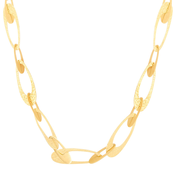 Textured Oval Link 14K Gold Chain Necklace