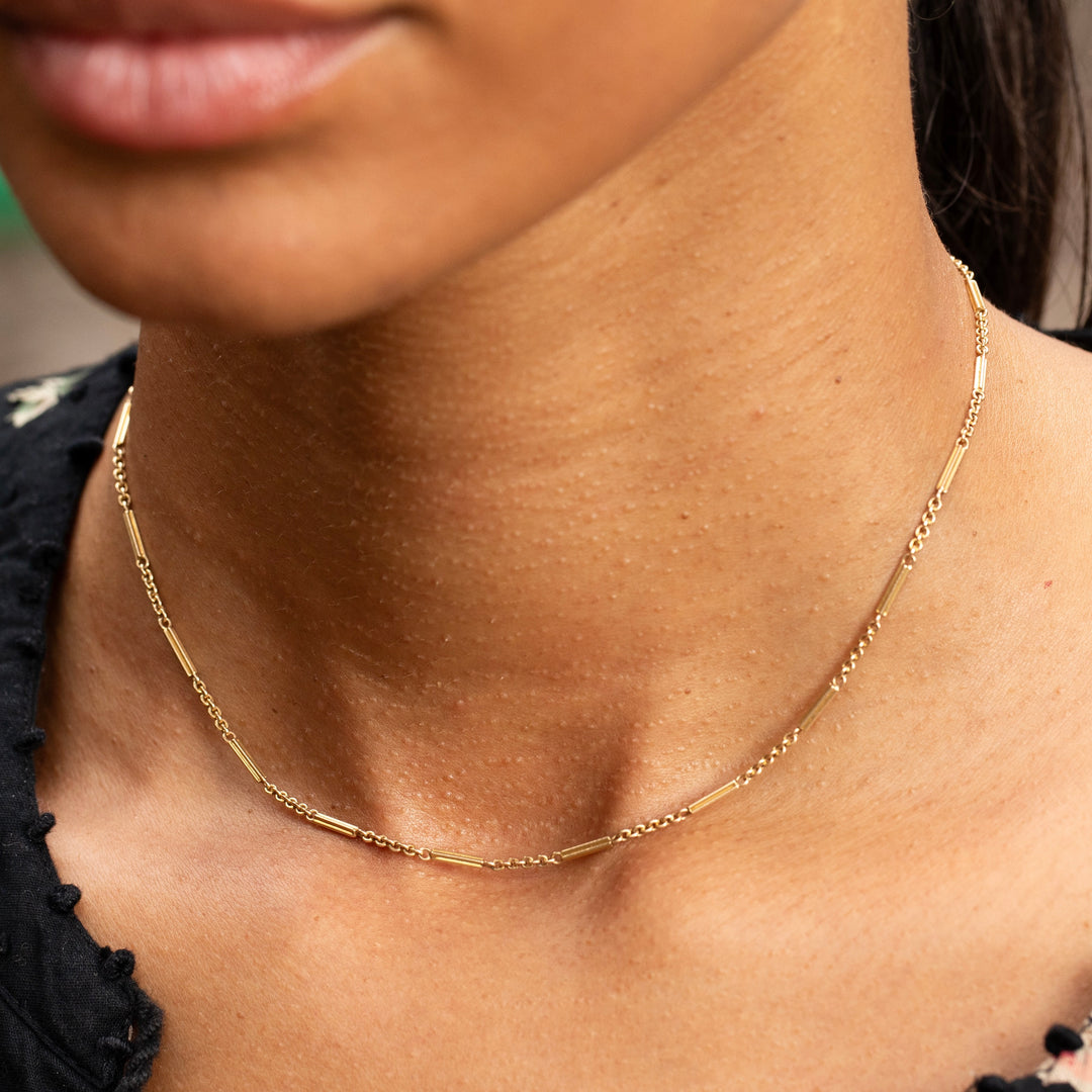 Bar Link 14k Gold 14.5" Chain Necklace