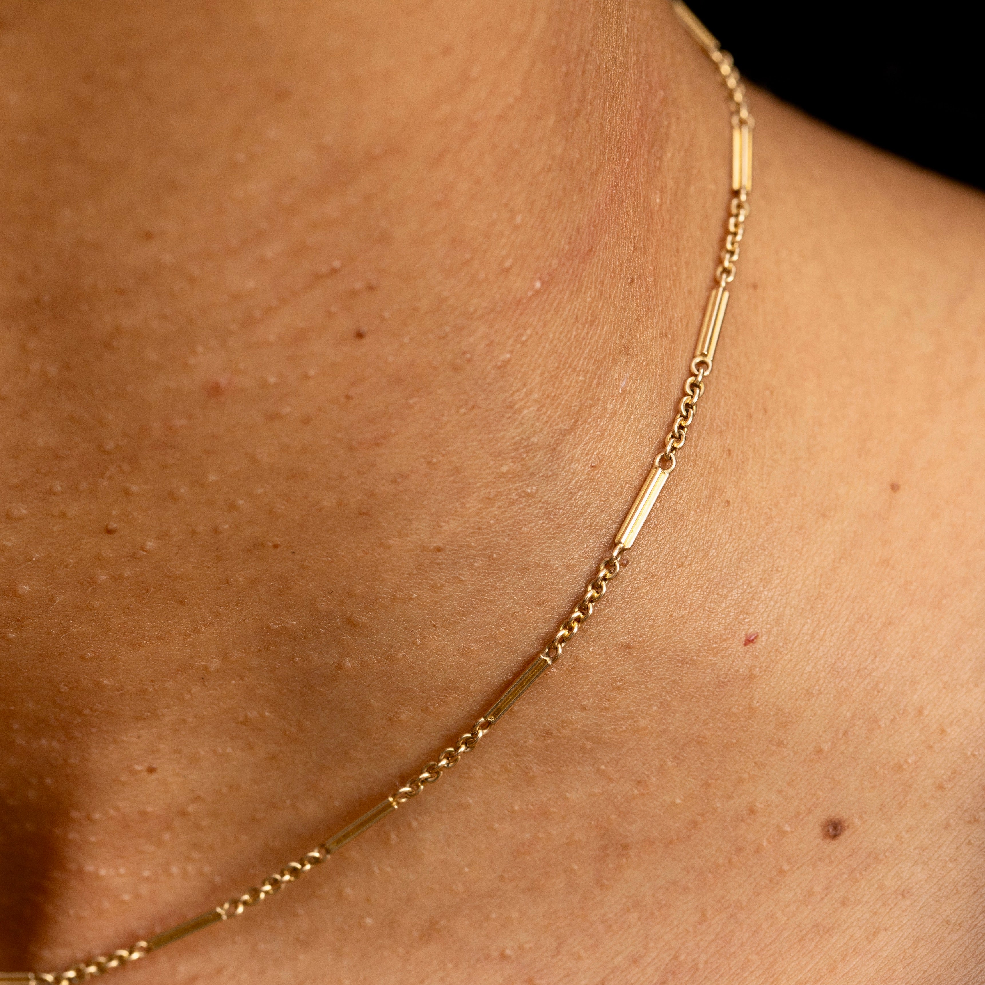 Bar Link 14k Gold 14.5" Chain Necklace