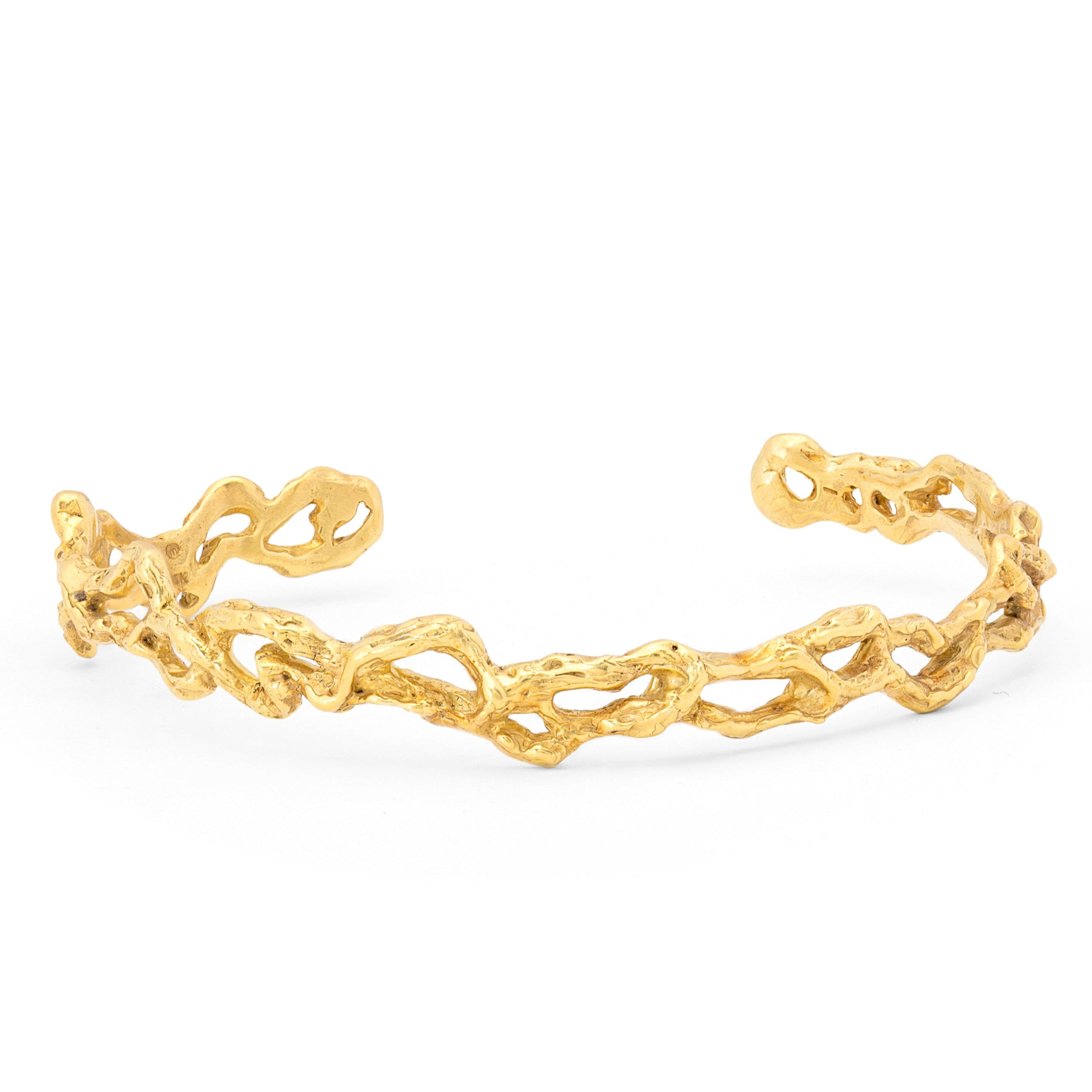 Mid-Century 18K Gold Brutalist Cuff Bracelet