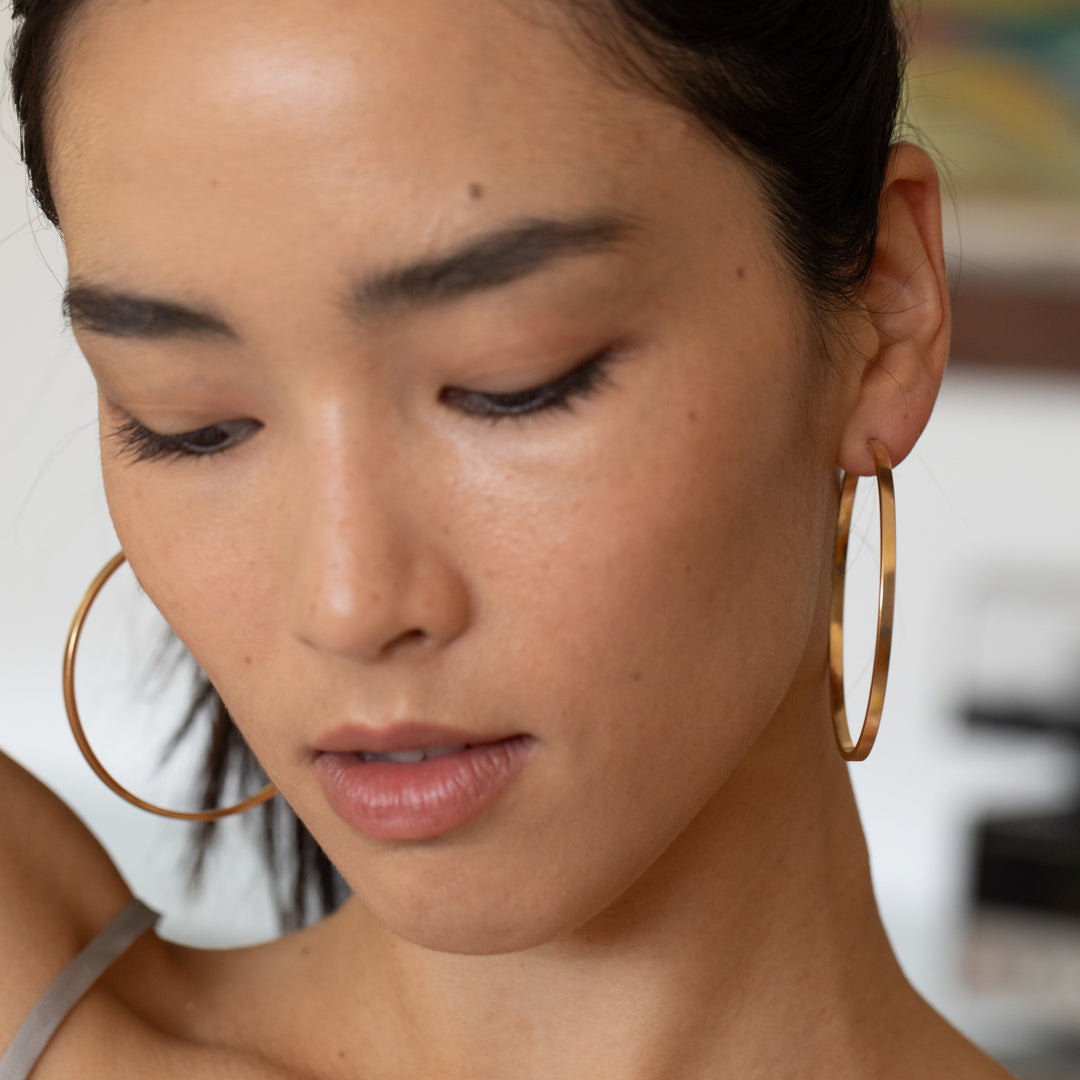 Italian 14k Gold Extra Large Hoop Earrings