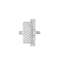 French Art Deco Asymmetrical Diamond and 18K White Gold Ring