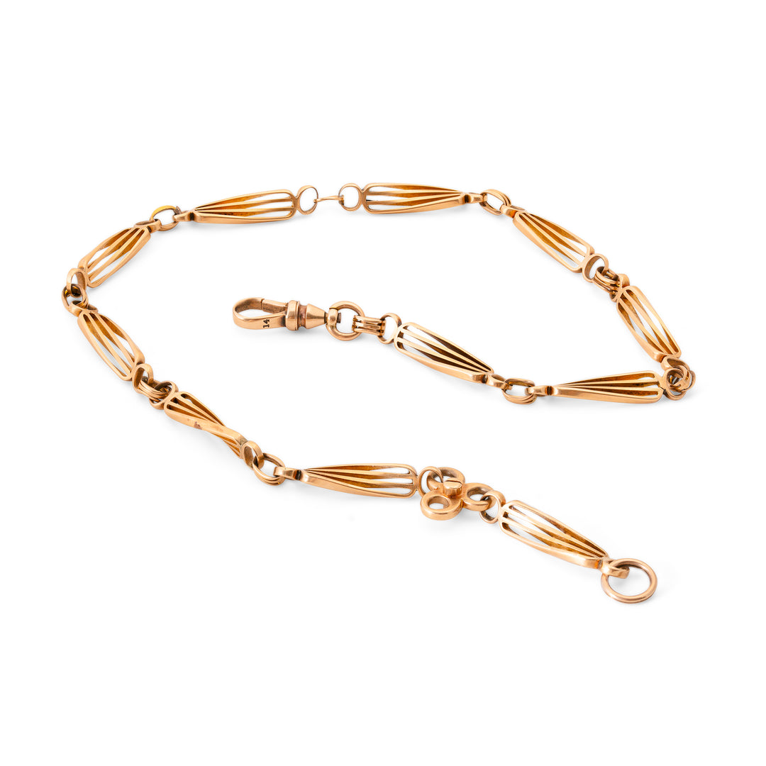 Victorian 14K Gold 16" Watch Chain Necklace
