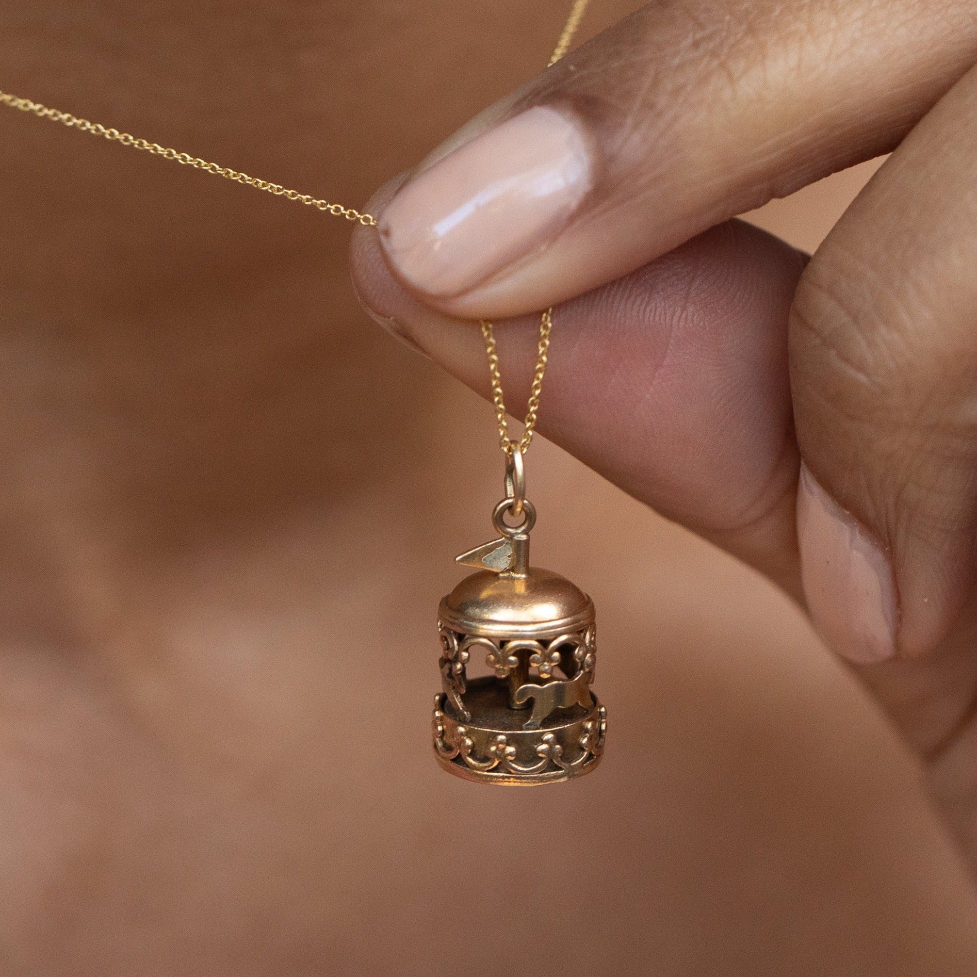 Movable Merry Go Round 14k Gold Charm