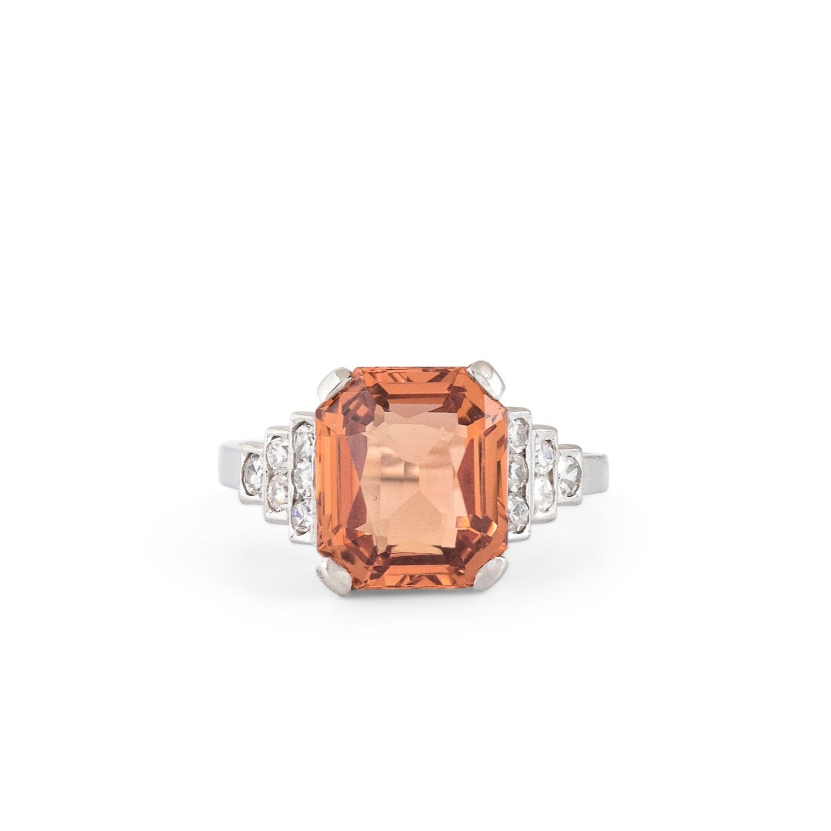 Imperial Topaz, Diamond, and Platinum Ring