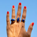 Lapis Lazuli and 14K Gold Stepped Dome Ring