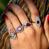 Early 20th Century Diamond, Ruby, and Platinum Topped 14K Gold Ring