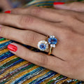 Sapphire, Diamond, and 18K Gold Cluster Ring