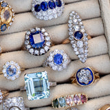 Victorian Diamond, Enamel, 12K Gold, and Silver Cluster Ring