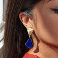 Lapis Lazuli And Gold Day/Night Dangle Earrings