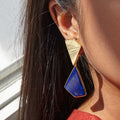 Lapis Lazuli And Gold Day/Night Dangle Earrings